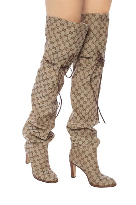 gucci leon boots|gucci monogram thigh high boots.